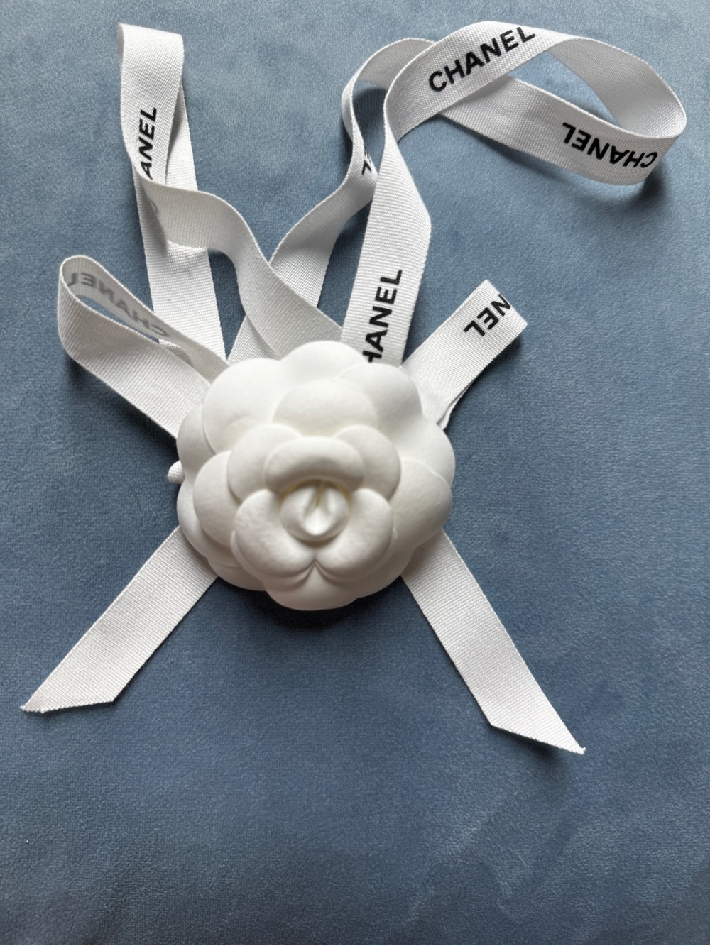 CHANEL White Camellia and Ribbon